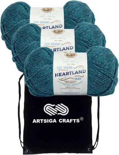 Miniatura 32 de Lion Brand Heartland Capitol Reef 136-140 (3 cadejos - mismo lote de tinte) Hilo estambre medio #4 acrílico para crochet y tejer con bolsa