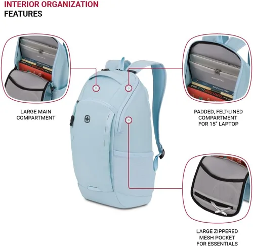Miniatura 4 de SwissGear Shield - Mochila para laptop, Azul claro