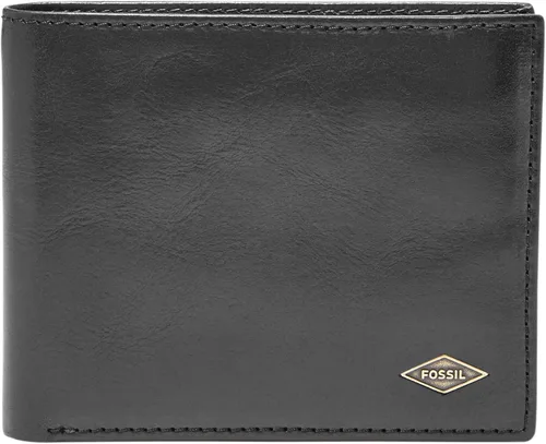 Fossil Ryan - Cartera plegable de piel con bloqueo RFID y ventana de identificación abatible para hombre