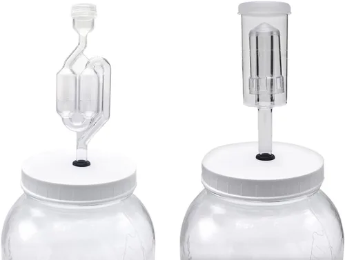 Miniatura 5 de Fermentaholics Airlock - Paquete de 4 esclusas para elaboración de cerveza y fermentación, uso con tapón de goma perforado, tapa con ojales