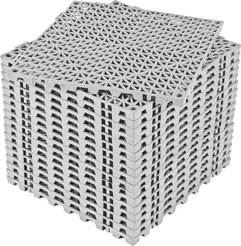 Miniatura 28 de ToLanbbt Cojín modular entrelazado 8P de 11.8 x 11.8 pulgadas, agujeros de drenaje de goma entrelazados antideslizantes para cubierta, ducha