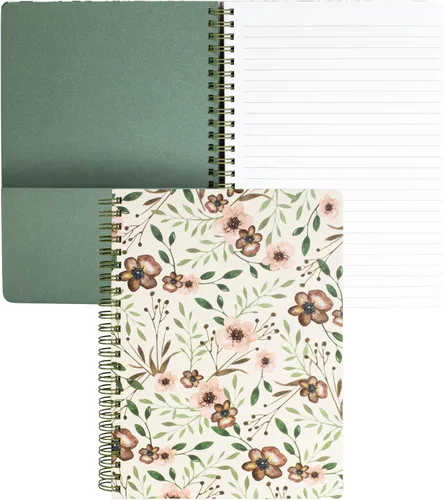 Miniatura 30 de Steel Mill & Co - Cuaderno de espiral mini lindo, 8.25" x 6.25", diario con tapa dura y 160 páginas forradas, diseño floral naranja Anaranjado floral