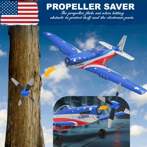Miniatura 5 de LEAMBE Avión RC de 4 Canales con Control Remoto con 3 Modos - Avión RC P51 Listo para Volar Mejorado para Principiantes Adultos con Sistema