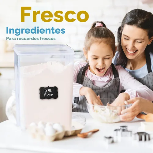 Miniatura 6 de Shazo 2 PC (2.5 gal 321 Oz) Recipientes extra grandes de almacenamiento de alimentos a granel con tapas herméticas para harina, azúcar, arroz