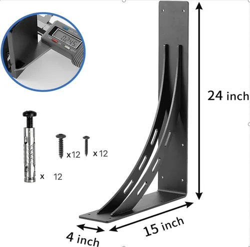 Miniatura 2 de Soportes de estante resistentes de 24"x15"x4", carga máxima 1100 LBS, soportes de repisa de metal de aleación premium - soporte de encimera - juego