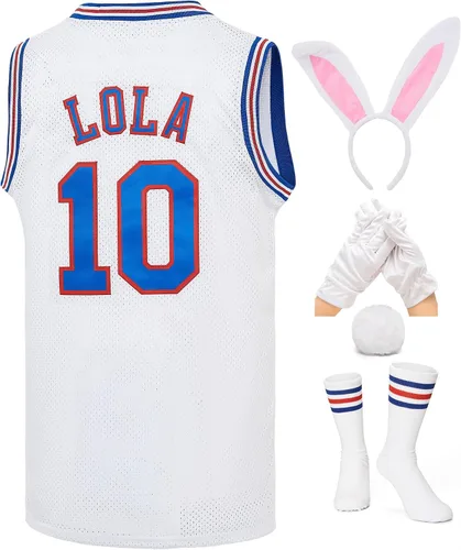 Camiseta de baloncesto para hombre, diseño de Bugs #1Lola, #10, camiseta deportiva de película espacial, color blanco, XS-XXL