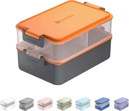 Miniatura 10 de linoroso Caja Bento Apilable Caja de Almuerzo para Adultos Satisface Todas Tus Necesidades Sobre la Marcha de Comida, Ensalada y Aperitivos, Caja
