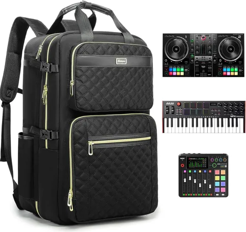 Miniatura 7 de Rabjen Mochila para DJ para Conciertos en Clubes, Estuche para Mezclador DJ Compatible con Pioneer DDJ-SR2, Pioneer DDJ-FLX6-GT, RANE ONE y Más