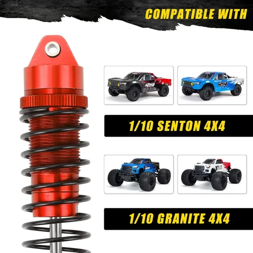 Miniatura 2 de Rcawd Piezas de actualización de amortiguadores RC para camión 1/10 Arrma Senton 4X4 Granite 4X4 Vorteks 4X4 Arrma Bigrock 4X4 Typhon 4X4 RC, 4 Rojo