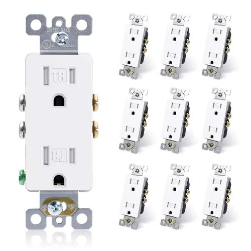 Miniatura 21 de ELEGRP Toma de corriente decorativa de pared, resistente a manipulaciones, 15 amperios, enchufe eléctrico de pared estándar, grado residencial