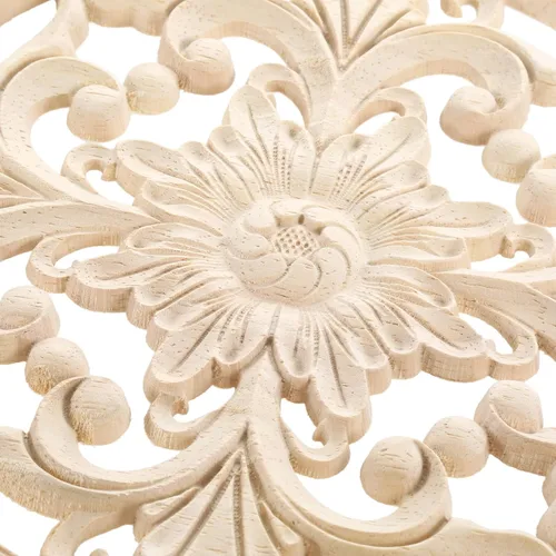 Miniatura 5 de MUXSAM Apliques decorativos de madera, 1 pieza redonda de madera, calcomanías talladas sin pintar, decoración central para el hogar, armario, camas
