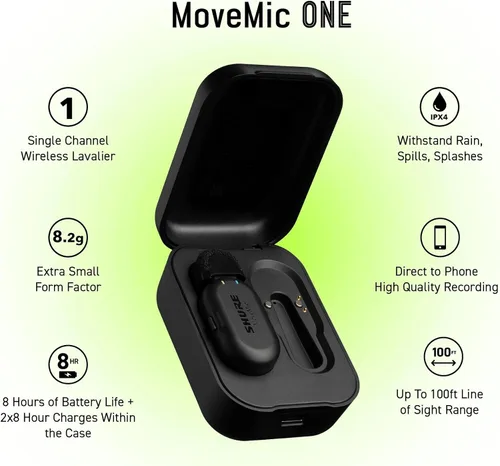 Miniatura 5 de Shure MoveMic One - Micrófono Lavalier Inalámbrico Pro Directo al Teléfono para iPhone y Android, Micrófono Mini Bluetooth, 24 Horas de Carga