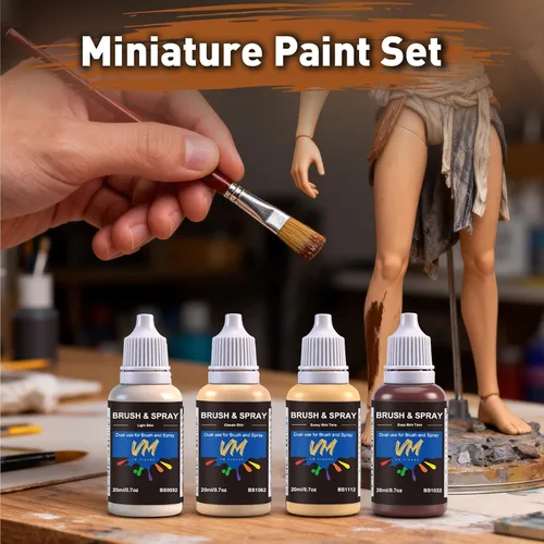 Miniatura 6 de VM - Juego de pintura acrílica no tóxica de 8 colores para artistas, manualidades, cosplay, pintura de retratos y tono carne, 8 botellas x 0.67 Skin