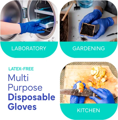 Miniatura 5 de OWELL® Blue Medical Exam Nitrile Gloves – Disposable Gloves for Dental & Medical Use, Powder-Free, Latex-Free, Chemo Rated