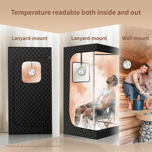 Miniatura 2 de Termómetro de sauna Fahrenheit e higrómetro, cordón mejorado montado para caja de sauna de vapor portátil, ideal