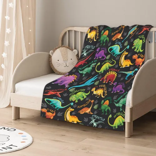 Miniatura 5 de Manta de dinosaurio para regalo, manta de franela ultra suave y acogedora, manta de forro polar ligera y mullida, manta de felpa cálida para sofá
