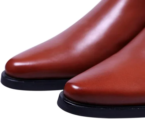 Miniatura 5 de Santimon Botas de Tobillo de Cuero Genuino para Hombre, con Cremallera, Puntera Puntiaguda, Botas Casuales de Moda