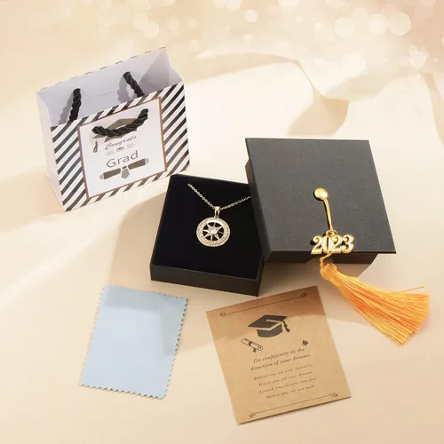 Miniatura 5 de Regalos de graduación para ella 2023, collar inspirador de brújula para graduados para mujeres y niñas, joyería de clase de 2023, regalos