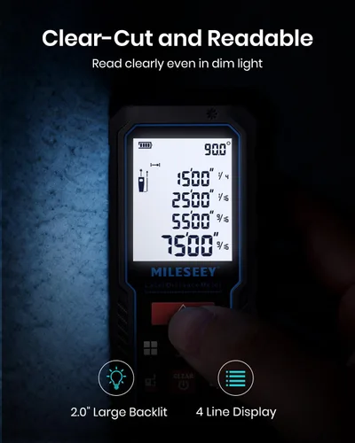 Miniatura 6 de MiLESEEY - Dispositivo de medición láser, 229 pies, cinta métrica láser digital con sensor de ángulo electrónico mejorado, precisión de ± 0.079 in
