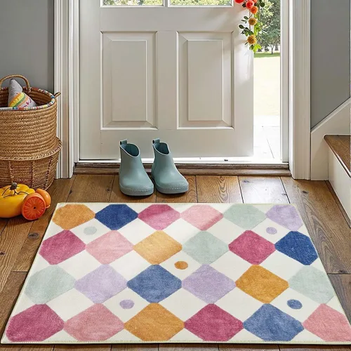Miniatura 83 de jinchan Alfombra a rayas de 2 x 3 para entrada, alfombra de cocina, tapete pequeño, antideslizante, ligero, de bajo perfil, decoración para entrada