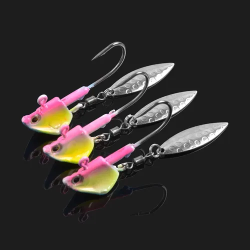 Miniatura 4 de OROOTL Underspin Jig Heads with Spinner Blades, 12pcs Swimbait Fishing Lure Jig Heads Bladed Swim Jigs for Saltwater Freshwater Fishing 1/4oz 3/8oz