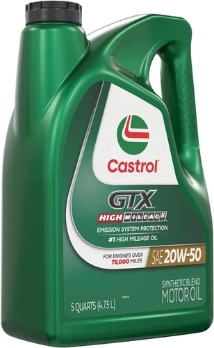 Miniatura 2 de Castrol GTX High Mileage 20W-50 Aceite de Motor de Mezcla Sintética, 5 Cuartos