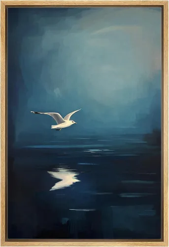Miniatura 45 de wall26 Lienzo enmarcado para pared, acuarela, azul pastel, garza, galápagos, aves, animales, ilustraciones de naturaleza salvaje, arte moderno