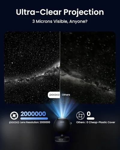 Miniatura 2 de POCOCO Proyector Galaxy Star para dormitorio con discos de película óptica reemplazables, proyector de luz nocturna de planetario para el hogar