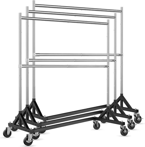 Miniatura 13 de HOKEEPER Perchero Z con capacidad para 500 libras, resistente perchero de ropa comercial para colgar ropa con ruedas, estante Z portátil