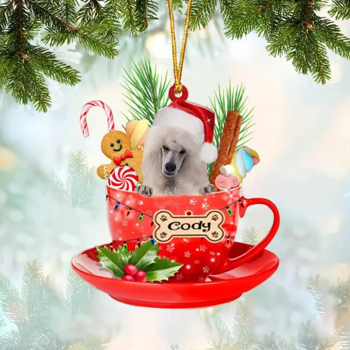 Miniatura 55 de NAZENTI Adorno personalizado de Alaskan Malamute en taza roja, adorno de Navidad personalizado para perros amantes de las mascotas, colgante