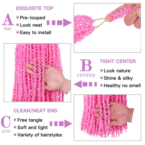 Miniatura 8 de ZRQ Butterfly Locs Cabello de Ganchillo Corto 6 Paquetes Negro Cabello Bob de Ganchillo 8 Pulgadas Locs Sintéticos Desordenados Desgastados Trenzas