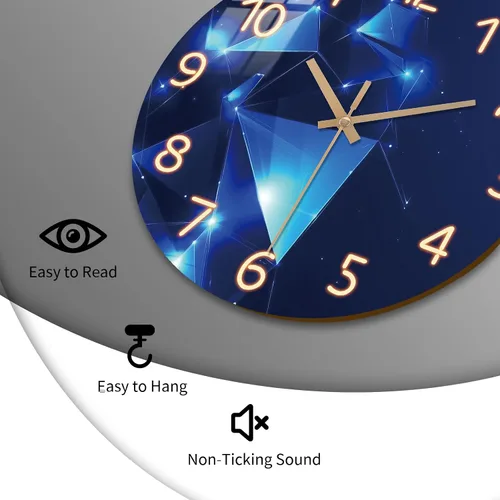 Miniatura 6 de Reloj de pared azul para dormitorio, reloj analógico moderno de 10 pulgadas, funciona con pilas, reloj de pared silencioso que no hace tictac