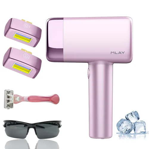 MLAY Depilación láser IPL, dispositivo de depilación con enfriamiento de hielo, depilación sin dolor para mujeres y hombres, depilación permanente