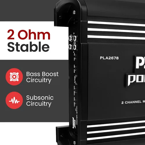 Miniatura 6 de Pyle Amplificador estéreo para automóvil de 2 canales, 4000 W, doble canal puenteable, sonido MOSFET de alta potencia, caja de amplificador