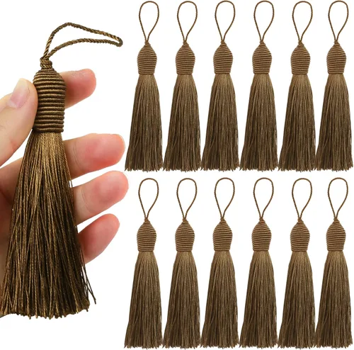 Miniatura 9 de 30 borlas de costura hechas a mano para manualidades, borlas suaves y sedosas de 5.7 pulgadas con lazo de cordón de 2.6 pulgadas para decoración