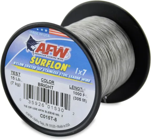 Miniatura 9 de Alambre de pesca americano Surflon recubierto de nailon 1x7 de acero inoxidable, línea líder de pesca para agua salada, prueba de 10 libras - prueba