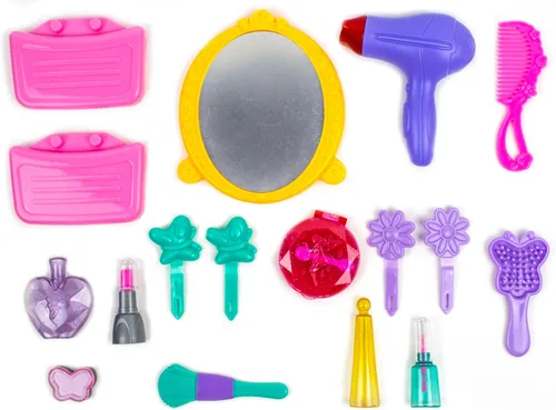 Miniatura 5 de Toysery Kit de maquillaje de 21 piezas para niñas, kit de maquillaje de tocador para niños con estuche de salón de belleza, ligero y portátil, juego