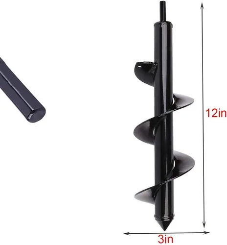 Miniatura 3 de Broca de taladro para plantar – Broca en espiral de 3 x 12 pulgadas – Herramienta de maceta de bulbos y excavadora de agujeros para poste – Taladro