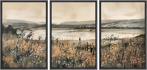 Miniatura 42 de SIGNWIN Lienzo enmarcado para pared, juego de arte dramático de cielo tormentoso, ilustraciones de paisaje nuboso Moody, arte moderno decorativo