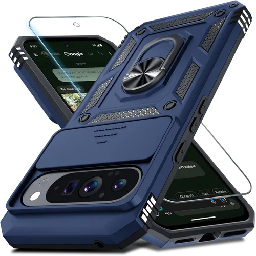 Miniatura 45 de Janmitta - Funda compatible con Google Pixel 9 Pro XL con cubierta deslizante para lente de cámara incorporada + protector de pantalla + soporte