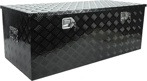 Miniatura 11 de confote Caja de herramientas de 20 pulgadas con rayas de aluminio plateado para cama de camioneta pickup, remolque RV, organizador de almacenamiento