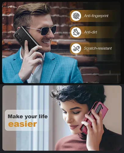Miniatura 7 de OCASE Funda tipo cartera para Samsung Galaxy Z Fold 5 5G con soporte para S Pen (versión actualizada) de piel sintética, ranuras para tarjetas