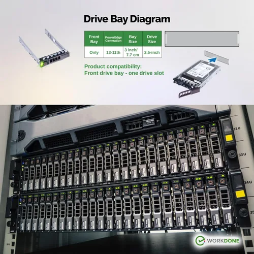 Miniatura 8 de WORKDONE Paquete de 4 unidades – 2.5" Hard Drive Caddy G176J compatible con Dell PowerEdge Server – T440 T640 R330 R430 T430 R630 R730 R830 R930