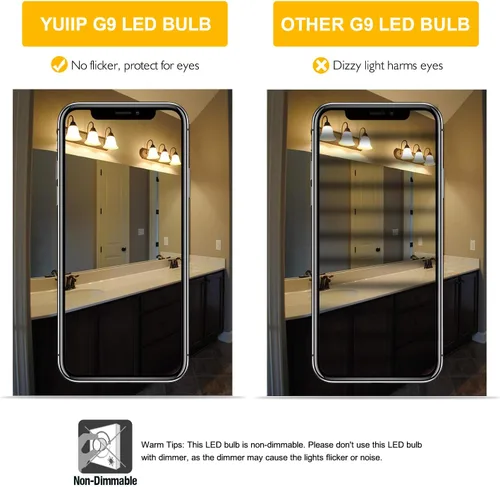 Miniatura 6 de YUIIP Bombillas LED G9 de 4 W blanco cálido 3000 K, equivalente a bombilla halógena de 40 W, AC110V-130V G9 bombillas LED de base de cerámica