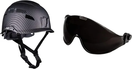 Klein Tools Casco de seguridad 60149, ventilado, correa de barbilla, probado según las normas de seguridad industriales resistentes del casco duro,