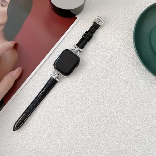 Miniatura 2 de Correa de cuero compatible con las bandas de Apple Watch para mujeres, correa elegante y elegante para iWatch Series 11/10/9/8/7/6/5/4/3/2/1/se