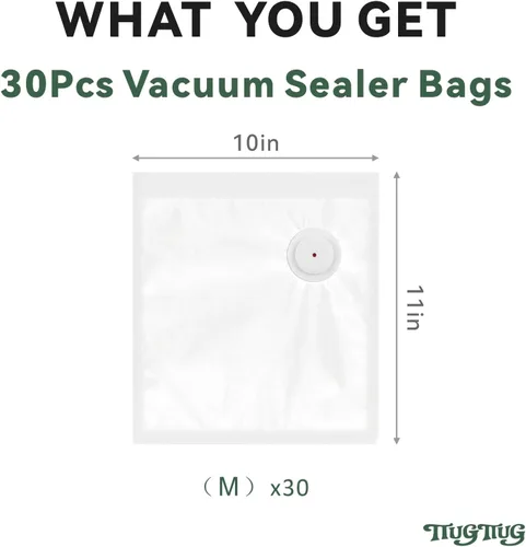 Miniatura 2 de Bolsas selladoras al vacío para alimentos, 30 unidades (11 x 10 pulgadas), sin BPA, bolsas reutilizables para calefacción en microondas, cocina