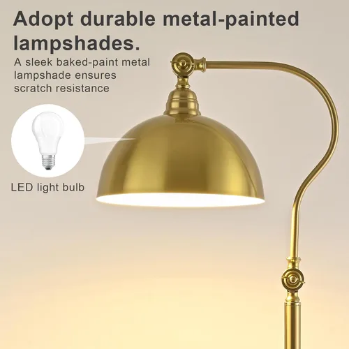 Miniatura 8 de Lámpara de pie LED dorada brillante con control remoto y atenuación por Bluetooth, lámpara de lectura para sala de estar, dormitorio, mesita
