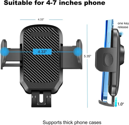 Miniatura 6 de Quyee Soporte para Teléfono de Coche, Soporte para Teléfono de Espejo Retrovisor - Montaje de Aleación de Aluminio con Ajuste Multi-Ángulo Giratorio