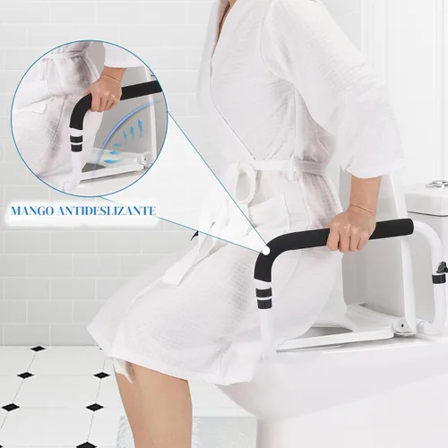 Miniatura 6 de Barra de seguridad para inodoro, marco de seguridad para asiento de inodoro, barra de agarre para inodoro con ancho ajustable para personas mayores